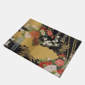 Goud en zwart Oosters Japans Kimono Floral Deurmat (Schuin)