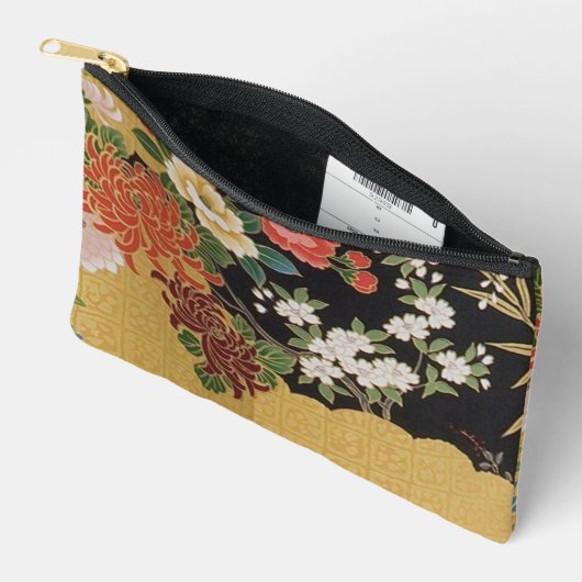 Goud en zwart Oosters Japans Kimono Floral Etui (Open)