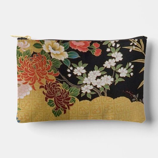 Goud en zwart Oosters Japans Kimono Floral Etui (Voorkant)