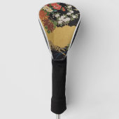 Goud en zwart Oosters Japans Kimono Floral Golfheadcover (Voorkant)
