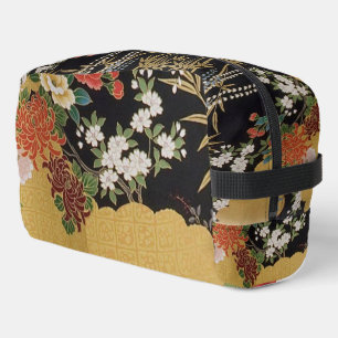 Goud en zwart Oosters Japans Kimono Floral Toilettasje