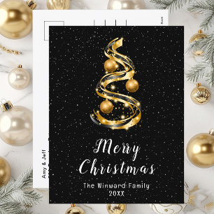 Goud en zwart Ornament Kerst Feestdagenkaart