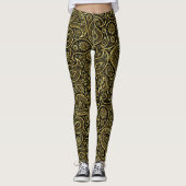 Goud en zwart paisleypatroon leggings (Voorkant)