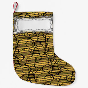 Goud en zwart, palingstructuur of mantel Stocking Kleine Kerstsok