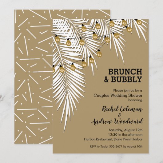 Goud en zwart palmen Vrijgezellenfeest Kaart (Voorkant / Achterkant)