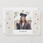 goud en zwart papier polaroid afstuderen aankondiging (Achterkant)