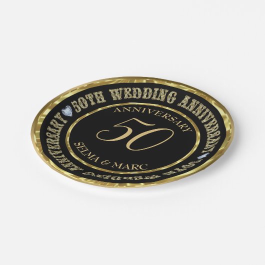 Goud en zwart papieren bordje (Gekanteld)