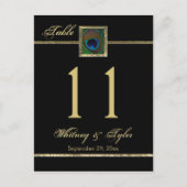 Goud en zwart Peacock Feather Tafelnummer (Voorkant)