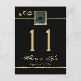 Goud en zwart Peacock Feather Tafelnummer