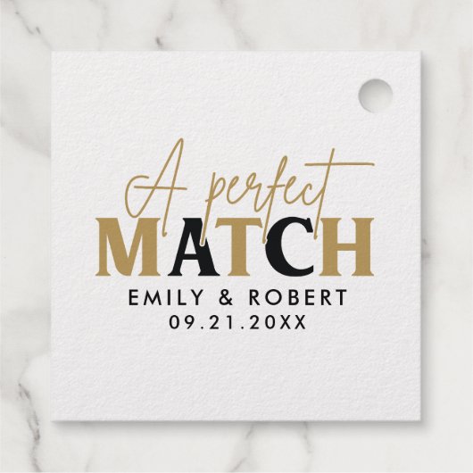 Goud en zwart-Perfect Match Bruiloft Gift Bedankjes Labels (Achterkant)