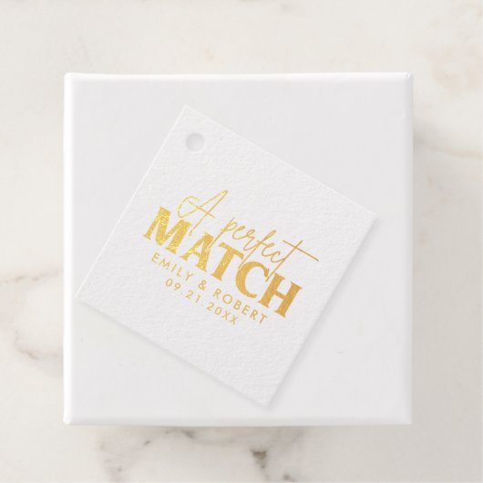 Goud en zwart-Perfect Match Bruiloft Gift Bedankjes Labels (Met doos)