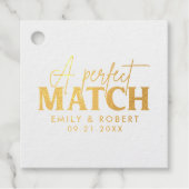 Goud en zwart-Perfect Match Bruiloft Gift Bedankjes Labels (Voorkant)