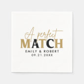 Goud en zwart-Perfect Match Bruiloft Gift Servet (Voorkant)
