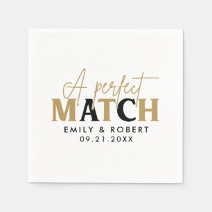Goud en zwart-Perfect Match Bruiloft Gift Servet