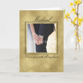 Goud en zwart - persoonlijke fotoliefdesprogramma' kaart (Gele Bloem)