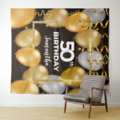 Goud en zwart prachtige verjaardag achtergrond wandkleed (In Situ (horizontaal))