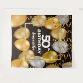 Goud en zwart prachtige verjaardag achtergrond wandkleed (Voorkant (horizontaal))