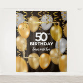 Goud en zwart prachtige verjaardag achtergrond wandkleed (Voorkant)