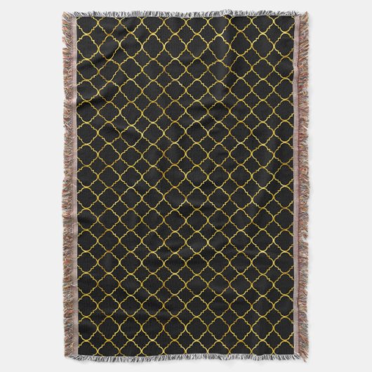 Goud en zwart Quatrefoil Deken (Voorkant Verticaal)