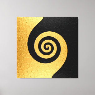 Goud en zwart roestvrij staal, metalen drager 2 canvas afdruk