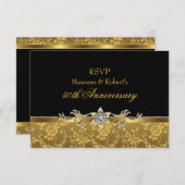Goud en zwart Roos 50e Jubileum RSVP (Voorkant / Achterkant)