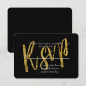 Goud en zwart RSVP Kaartje (Voorkant / Achterkant)