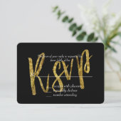 Goud en zwart RSVP Kaartje (Staand voorkant)