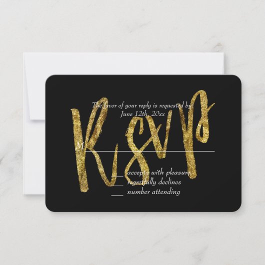 Goud en zwart RSVP Kaartje (Voorkant)