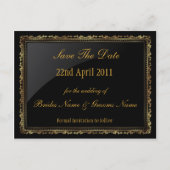 Goud en zwart Sav The Date briefkaart (Voorkant)