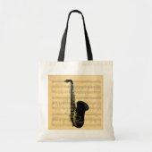 Goud en zwart saxophone canvas en winkelen tote bag (Voorkant)