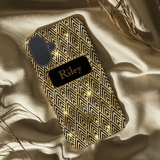 Goud en zwart schitteren glamoureuze art deco Case-Mate iPhone case