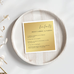 Goud en Zwart Script Leuke Feiten Passen getrouwd  Servet