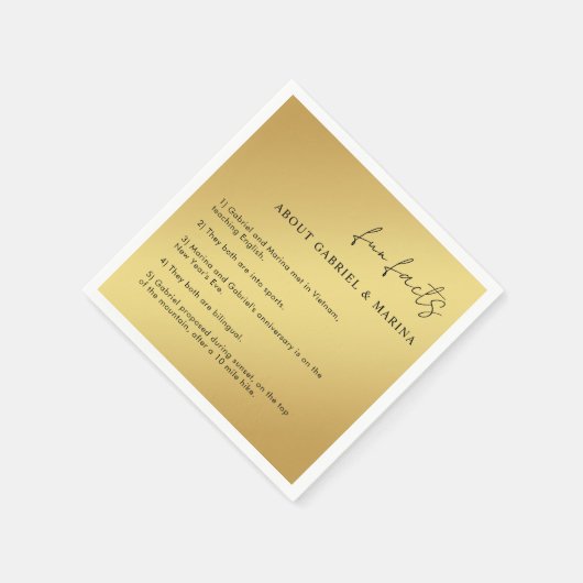 Goud en Zwart Script Leuke Feiten Passen getrouwd  Servet (Hoek)