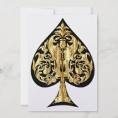 Goud en Zwart Spade Bruiloft Uitnodiging (Achterkant)