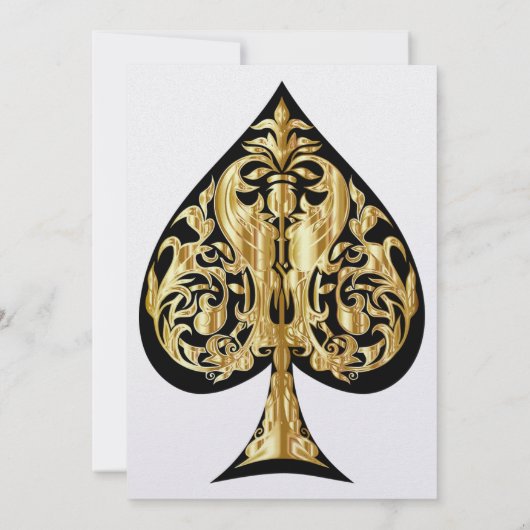 Goud en Zwart Spade Bruiloft Uitnodiging (Achterkant)