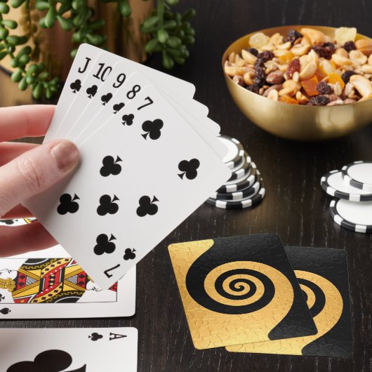 Goud en zwart Spiral Patroonstaal Pokerkaarten (Insitu)