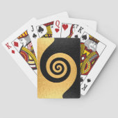 Goud en zwart Spiral Patroonstaal Pokerkaarten (Achterkant)