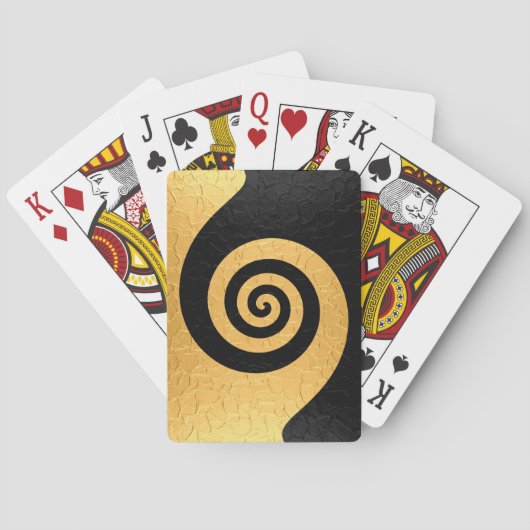 Goud en zwart Spiral Patroonstaal Pokerkaarten (Achterkant)