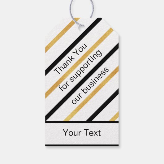 Goud en zwart Stripe Diagonaal - Aangepaste Labels Cadeaulabel (Achterkant)