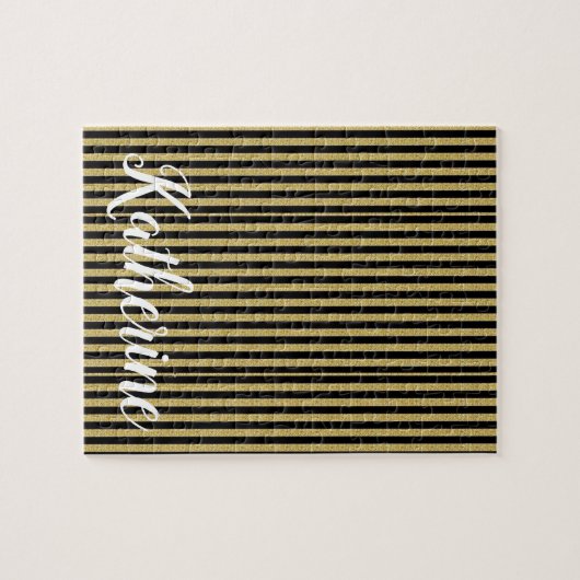 Goud en zwart Stripe Jigzaag Puzzle Daisy Legpuzzel (Horizontaal)