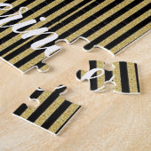 Goud en zwart Stripe Jigzaag Puzzle Daisy Legpuzzel (Zijkant)