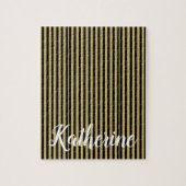 Goud en zwart Stripe Jigzaag Puzzle Daisy Legpuzzel (Verticaal)