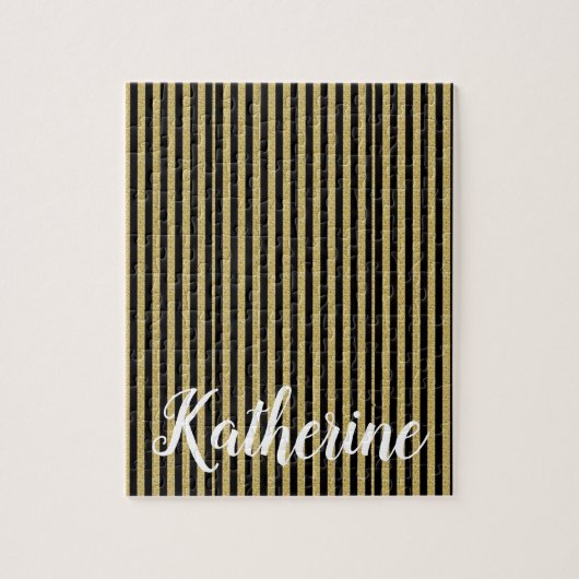 Goud en zwart Stripe Jigzaag Puzzle Daisy Legpuzzel (Verticaal)