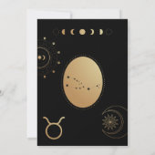 Goud en zwart Taurus Zodiac Baby shower Kaart (Achterkant)