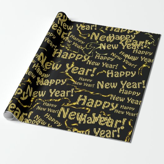 goud en zwart tekstpapier cadeaupapier (Uitgerold)