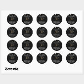 Goud en zwart thema, 30e verjaardagssticker ronde sticker (Vel)