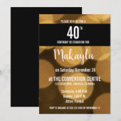 Goud en zwart thema, 40e verjaardag, kaart (Voorkant / Achterkant)