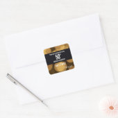 Goud en zwart thema 50e verjaardag vierkante sticker (Envelop)