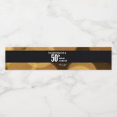 Goud en zwart thema, 50e verjaardag waterfles etiket (Enkel label)