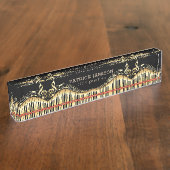 Goud en zwart toetsenbord en sleutel naambordje (Zijkant)